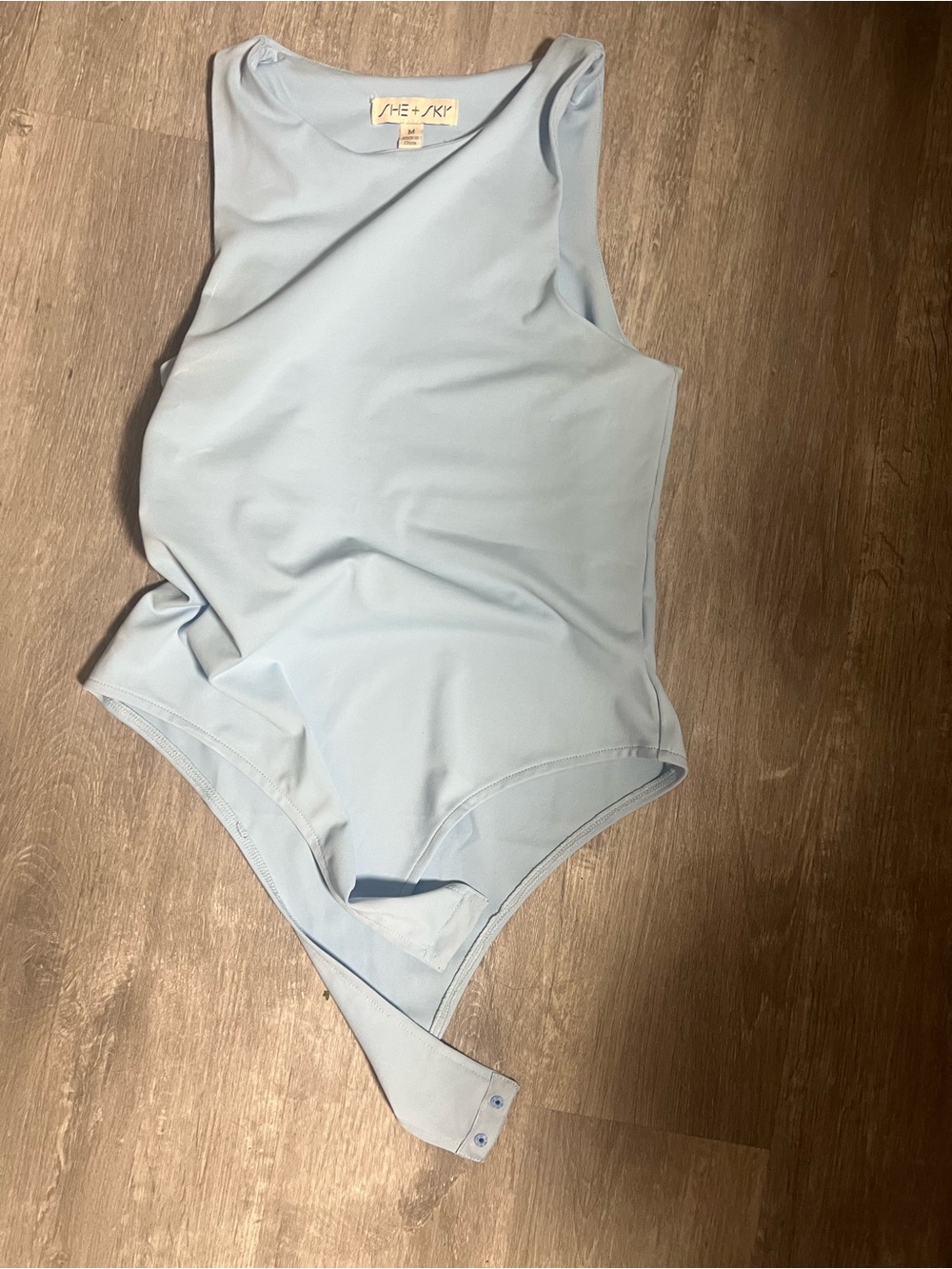 She + Sky Light Blue Sleeveless Bodysuit